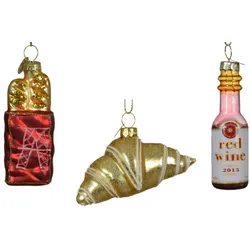Christbaumschmuck Französische Delikatessen Glas 6 cm rot