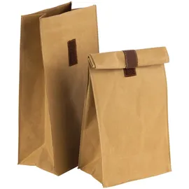 Assheuer & Pott APS 30357 Lunchbag, 2er Set 16 x 10 cm, H: 32 cm 70% Naturfaser, 30% Kunstharz beige mit Klettverschluss