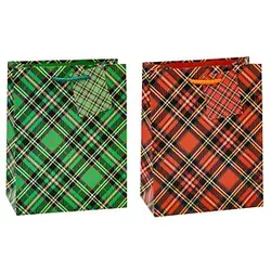 12 TSI Geschenktaschen Tartan Motiv sortiert 26,0 x 32,0 cm