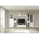 Set One by Musterring Wohnwand "York", weiß (weiß, eiche hell), B:370cm H:207cm T:51cm, Spanplatte, SET ONE BY MUSTERRING, Kastenmöbel-Sets, Wohnwand, Kombination mit 4 Teilen, in 3 Farbvarianten, Gesamtbreite 370 cm