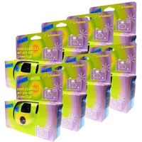 8X 1A PHOTO PORST Einwegkamera Edition Spirit in grün, bunt, mit Blitz, Batterien und Film (8er Pack, je 27 Aufnahmen)