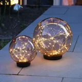 MARELIDA Kugelleuchte Kunststoff 2er Set Solar warmweiß bernstein