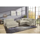 Jockenhöfer GRUPPE Brixen U-Form, 379x94 cm", Cord Ottomane beidseitig grau/beige