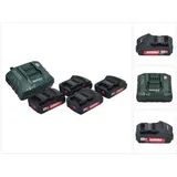 Metabo Basic Set 4x Li-Power Akkupack 18 V 2,0 Ah CAS Li-Ion Akku ( 4x 625596000 ) + ASC 55 Ladegerät AIR COOLED 12 - 36 V ( 627044000 )