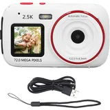 Digitalkamera für Kinder, 72 MP, 16-facher Zoom, Anti-Shake-Automatik, Kompakte Tragbare Kamera für Jungen, Mädchen, Kinder (6 Farben) (White)