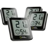 National Geographic 4er Hygrometer Thermometer Set – Digitales Raumthermometer Innen Temperatur und Luftfeuchtigkeitsmesser