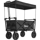 Outsunny Bollerwagen faltbar mit Sonnendach, Transportwagen bis 110 kg belastbar, Handwagen mit Tragetasche, Oxford Schwarz für Garten & Ausflüge   Aosom.de