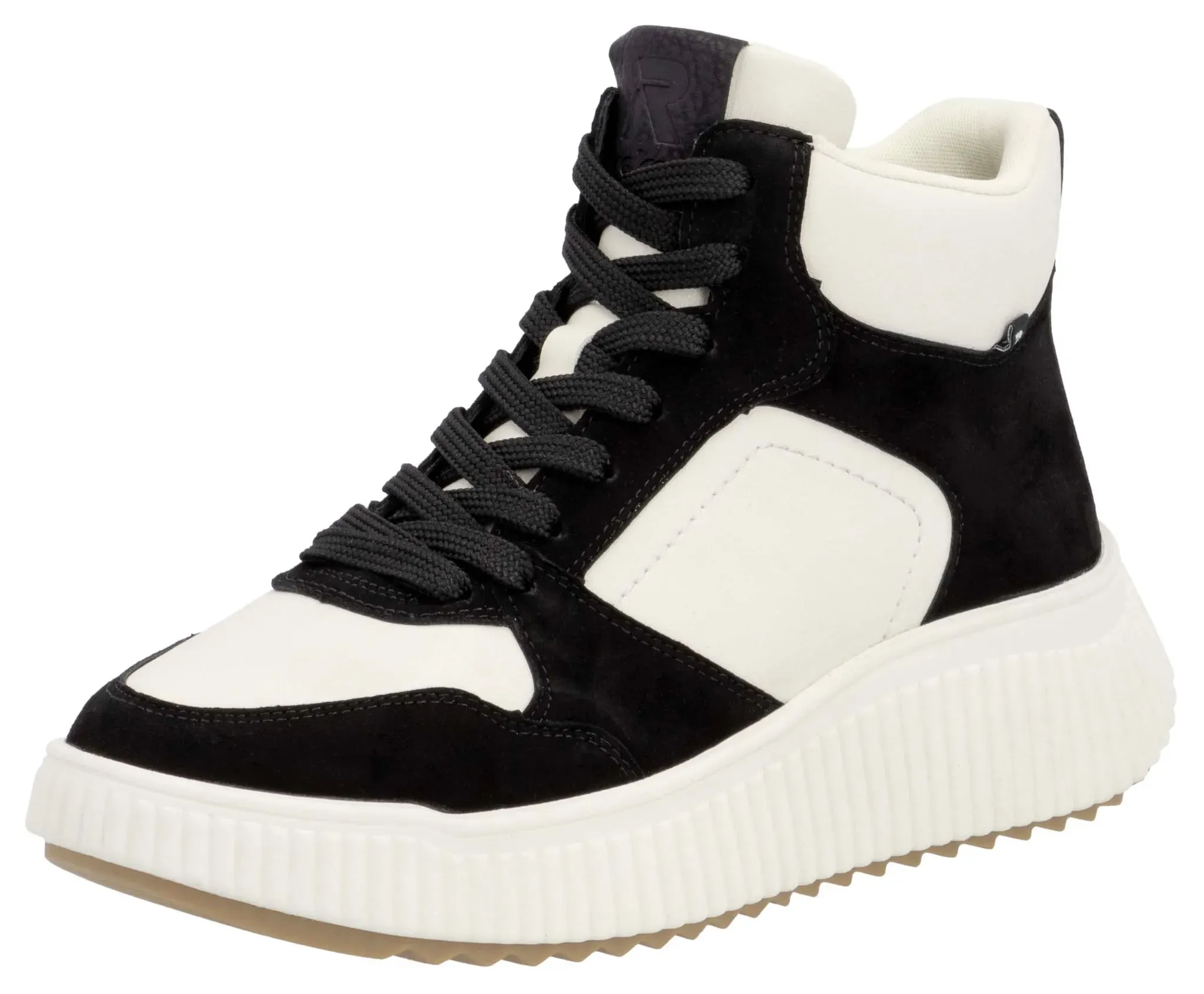 Sneaker, Freizeitschuh, High Top Sneaker, Schnürboots, Schaftrandpolsterung, Gr. 41, schwarz-creme, , 77558503-41