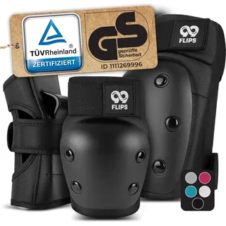 99flips Schoner Erwachsene Skateboard Inline Skating Damen und Herren Protektoren mit - Handschoner, Knieschoner, Ellenbogen schützer Jugendliche - Schwarz - M