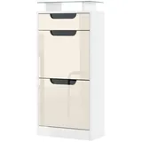 Vladon Schuhschrank, Creme, 46x104x23 cm, Garderobe, Schuhaufbewahrung, Schuhschränke