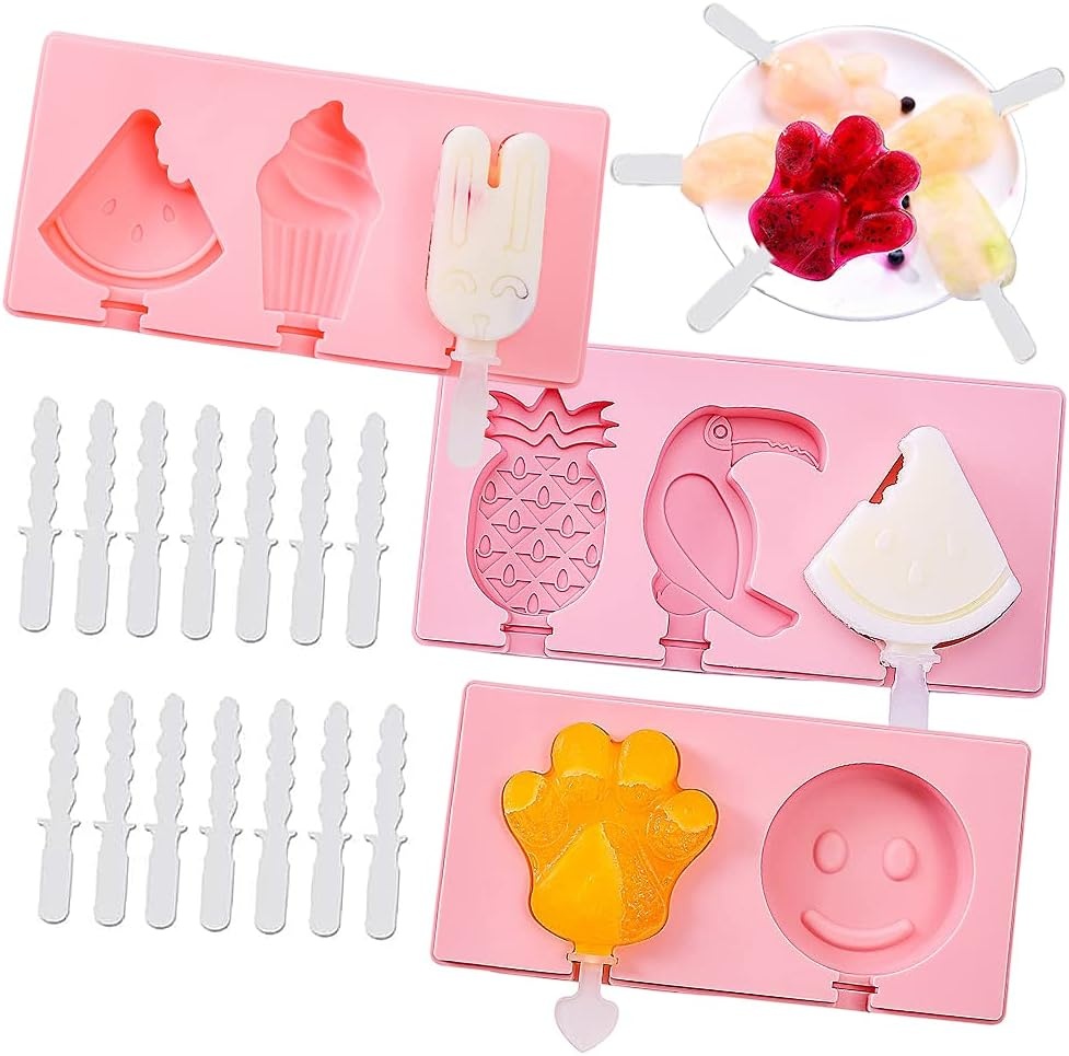 Eisformen Silikon, 3 Stück Popsicle Formen Set Eisformen Silikon-Form Starter Ic...