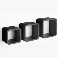 Floordirekt Cube Regal Cambridge | 3-teiliges Wandregal | Hochglanz | Schwarz