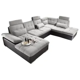 MID.YOU Wohnlandschaft Kunstleder 3-Sitzer Schwarz/Silber