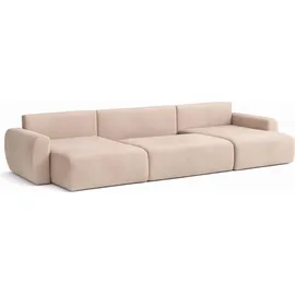 kaiser möbel Ecksofa mit Schlaffunktion und Bettkasten U-Form Ariel U XL, Veloursstoff Salvador, Beige - Beige