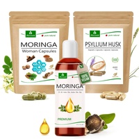 MoriVeda Frauenpower Produktpaket für Frauen, Psyllium Husk Kapseln, Moringa Woman Kapseln, Moringa Premium Öl, reich an Vitaminen, Mineralien und Antioxidantien