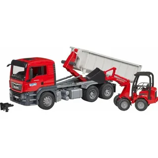Bruder MAN TGS LKW mit Abrollcontainer und Schäffer Hoflader