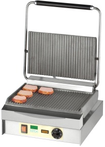 Neumärker Manufaktur Kontaktgrill Chopper-Grill, Zuverlässiger Grill mit Digitaltimer und Graugussplatten, oben + unten geriffelt