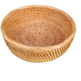 Gettimore Handgefertigter runder Obstkorb aus Rattan, Schreibtisch-Organizer, Snack-Tablett, 24 x 24 x 8 cm, natürlicher gewebter Behälter (mittel)
