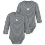 normani Outdoor Sports 2er Pack Baby Merino Body Langarm Auckland in Grau gestreift | Gr.: 98