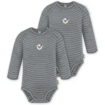 normani Outdoor Sports 2er Pack Baby Merino Body Langarm Auckland in Grau gestreift | Gr.: 98