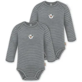 normani Outdoor Sports 2er Pack Baby Merino Body Langarm Auckland in Grau gestreift | Gr.: 98