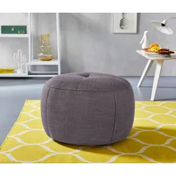 Hocker INOSIGN "Lounis", grau (dunkelgrau), H:44cm T:63cm, Chenille (100% Polyester), Struktur (100% Polyester), Soft clean (98% Polyester 2% Polyamid), Hocker, Rundhocker in 2 Größen,, "Soft clean" für leichte Reinigung mit Wasser