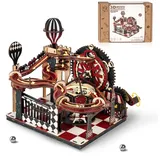 WEBYEARO 3D Puzzle Erwachsene, Mechanischer Murmelbahn im Fantasiepark, 3D Holzpuzzle Marble Run mit Getrieben und Murmelbahn, DIY Bastelset Puzzle Geschenk für Erwachsene Wohndekoration