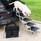 Uross Hundetreppe für Auto 5 Stufen - Zusammenklappbare Hundetreppe Rampe für Auto und SUV, Aluminium-Hundetreppe für große Hunde, Teleskop-Hundetreppe für LKW, Hochbett