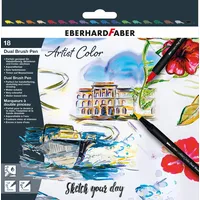 Eberhard Faber 558218 - Dual Brush Pen Artist Color, 18 Filzstifte dicke und dünne Spitze, aquarellierbar