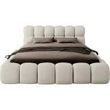 FEDVE Polsterbett Isny aus Bouclé-Stoff 140x200 cm, Beige - Beige