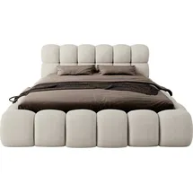FEDVE Polsterbett Isny aus Bouclé-Stoff 140x200 cm, Beige - Beige