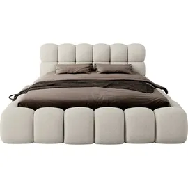FEDVE Polsterbett Isny aus Bouclé-Stoff 140x200 cm, Beige - Beige