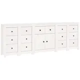vidaXL Sideboard Weiß 230x35x80 cm Massivholz Kiefer
