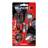 WINMAU Blade 6 Dartflüge Flight Blau/Rot/Schwarz 100 Mikron 15 Stück