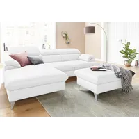 Cotta Polstergarnitur »Caluso«, (2 tlg.), Set: bestehend aus Ecksofa, Hocker, Ecksofa inkl. Kopfteilverstellung weiß