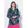 Ulla Popken Damen große Größen Übergrößen Plus Size Tunika, Blüten, Tunika-Ausschnitt, Langarm Marine 50+ 845476130-50+ - 50-52