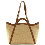 Coccinelle Shopper Amalia Crochet Straw Handbag Natural / Cuir