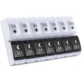 MERICARGO Tablettenbox 7 Tage Morgens Abends, Tragbare Pillendose 7 Tage 2 Fächer, Druckknopf Tägliches Pillenbox für Vitamine, Fischöl, Ergänzungsmittel
