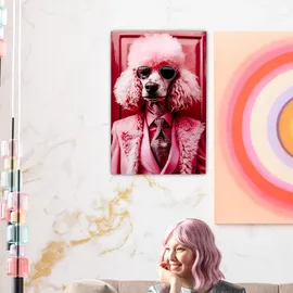 Kare DESIGN Glasbild 40 x 50 cm Pink Poodle Glas