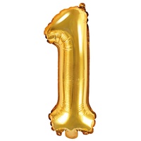 Folienballon Zahl 1 gold 86 cm Heliumballon groß Zahlenballon XXL für Helium/Luftfüllung inkl Strohhalm Party Dekoration Geburtstag Jahrestag Jubiläum