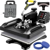 Vevor 5 in 1 Transferpresse, 29 x 38 cm T-Shirt Druckmaschine, 1000W Transferpresse Textilpresse, Druckmaschine mit 1,5 m Kabellänge für Übertragung von Mustern auf T-Shirts, Kappen, Becher, Schwarz