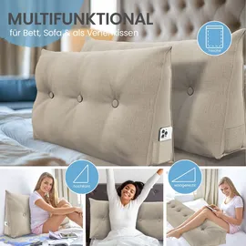 eloneo Rückenkissen – Keilkissen fürs Bett & Sofa, abnehmbarer Bezug, praktisches Seitenfach 1 St Kissen