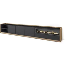 SKRAUT HOME Lowboard 310x50 cm Schwarz Eiche Holzwerkstoff