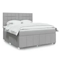 vidaXL Boxspringbett mit Matratze Hellgrau 180x200 cm Stoff