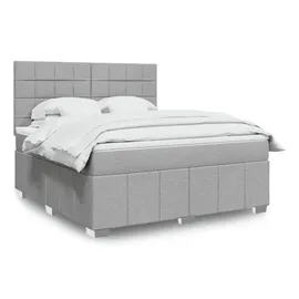 vidaXL Boxspringbett mit Matratze Hellgrau 180x200 cm Stoff