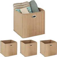 Relaxdays 4 x Aufbewahrungskorb beige hoch