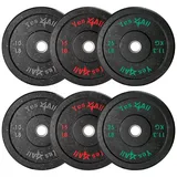 Yes4All 5.1 cm Bumper Plate Olympische Gummi Hantelscheibe mit Stahleinlage für Gewichtheben & Krafttraining (45,4 kg Hantelscheiben-Set)