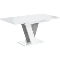Altdecor Esstisch Weiß Hochglanz, Rechteckig,Rechteckig, Bodenplatte, 90x75x120 cm, Esszimmer,