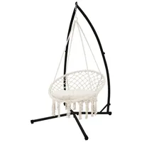 ECD Germany Hängesessel Beige mit Gestell Schwarz 208 cm,