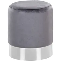 Pouf rund Samt grau Metall silber Samthocker Sitzhocker Glamour Look Brigitte